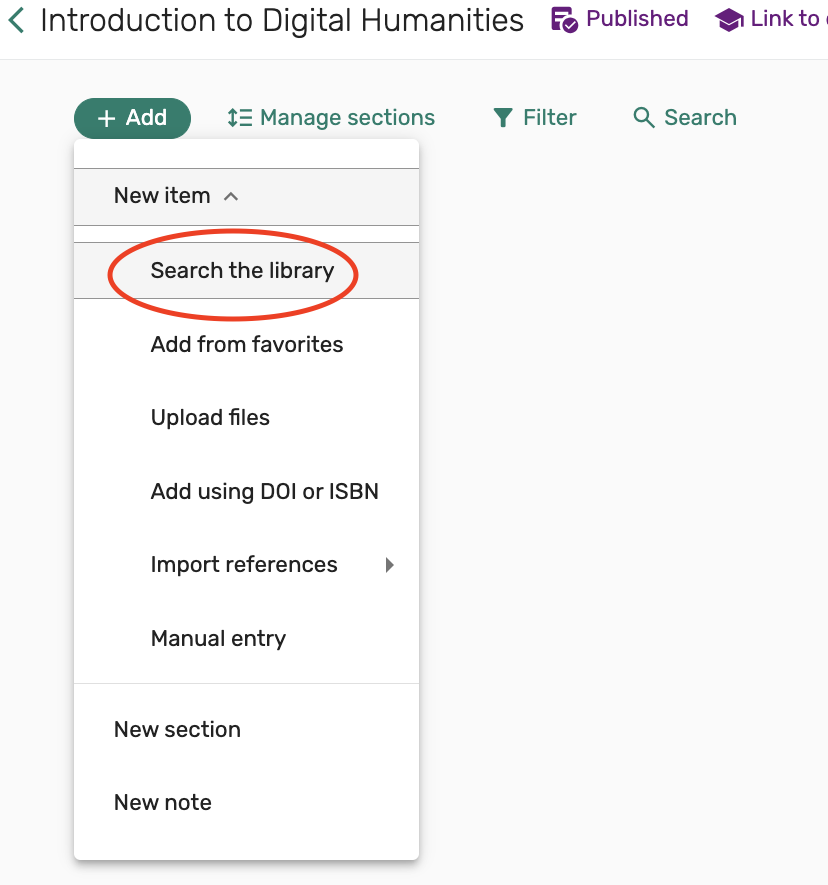 from dropdown menu select Search the Library option