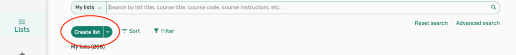 select Create list 