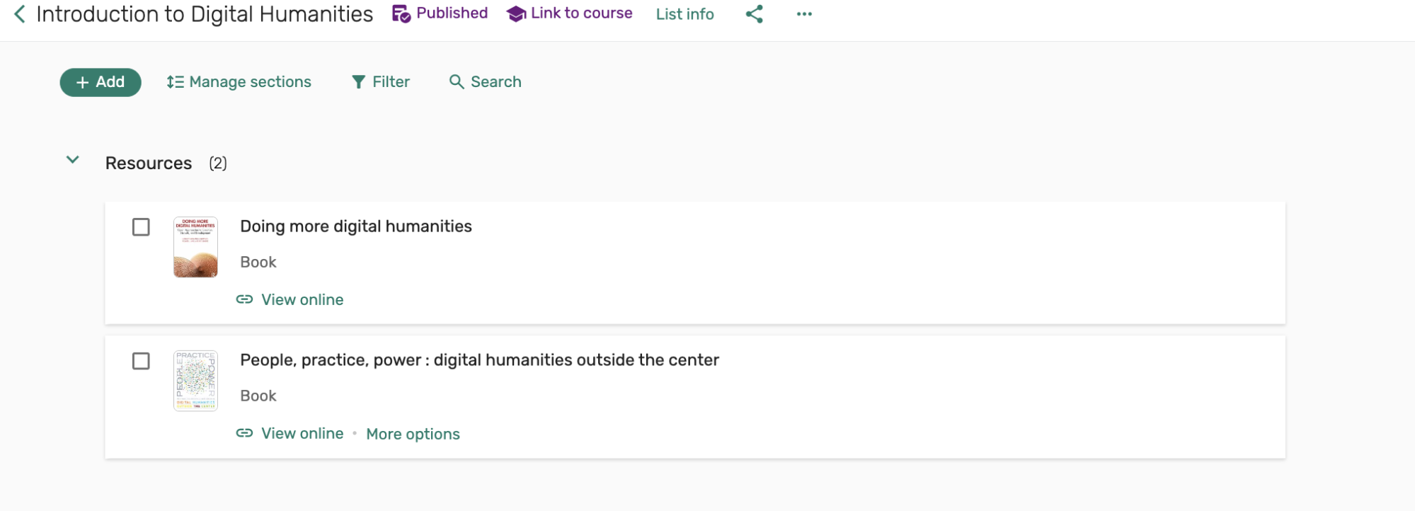Resources screen, item has been removed from list